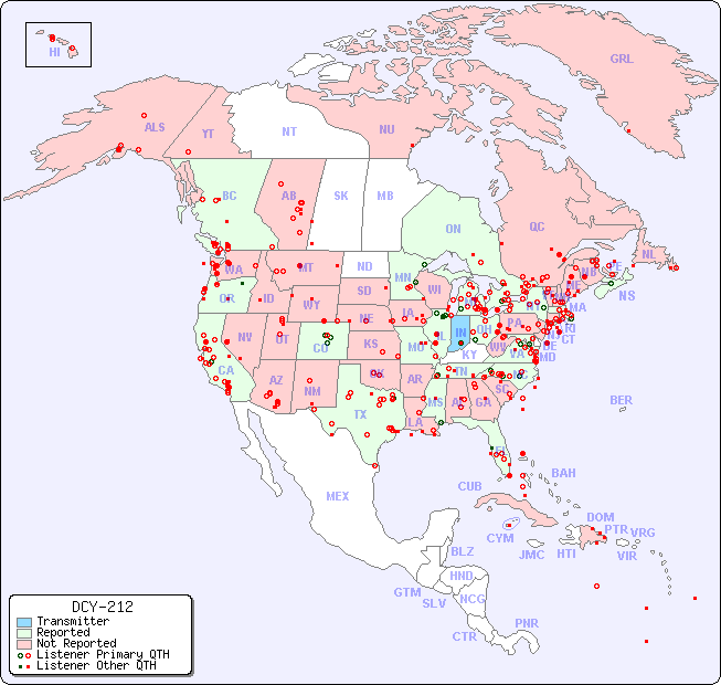 North American Reception Map for DCY-212