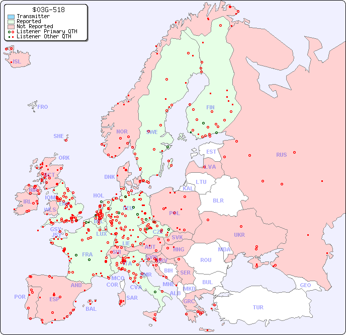 European Reception Map for $03G-518