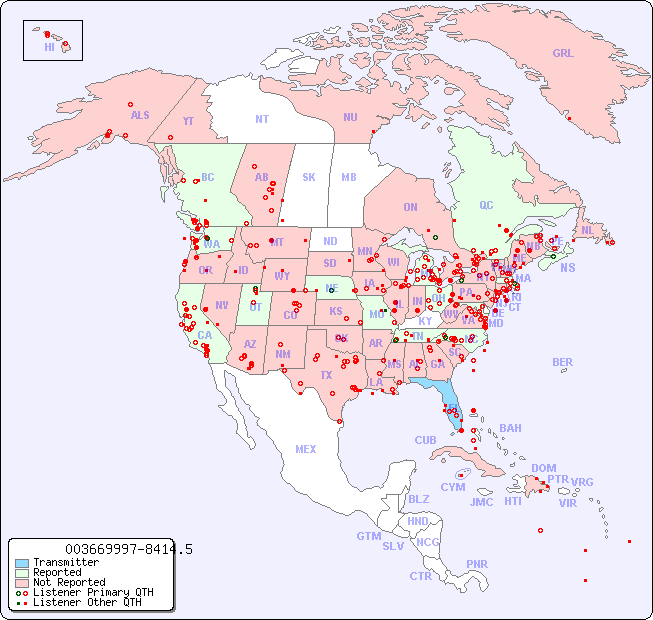 North American Reception Map for 003669997-8414.5