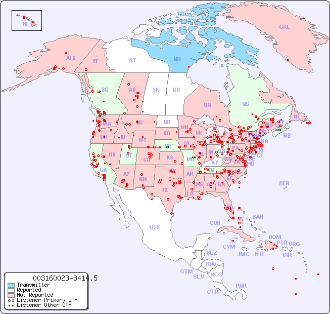 North American Reception Map for 003160023-8414.5