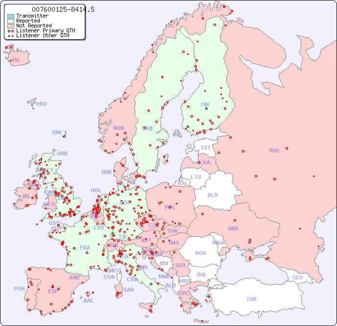 European Reception Map for 007600125-8414.5