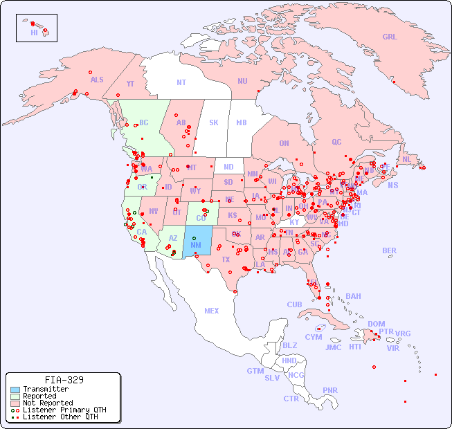 North American Reception Map for FIA-329