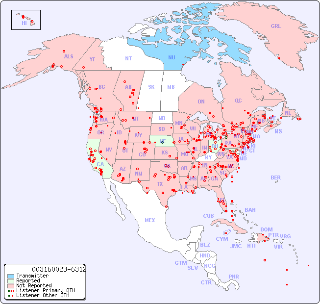 North American Reception Map for 003160023-6312