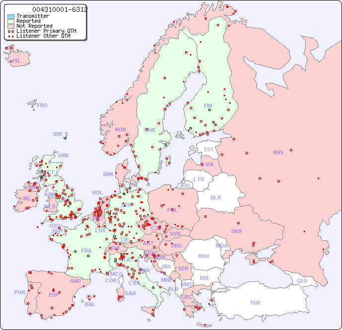 European Reception Map for 004310001-6312
