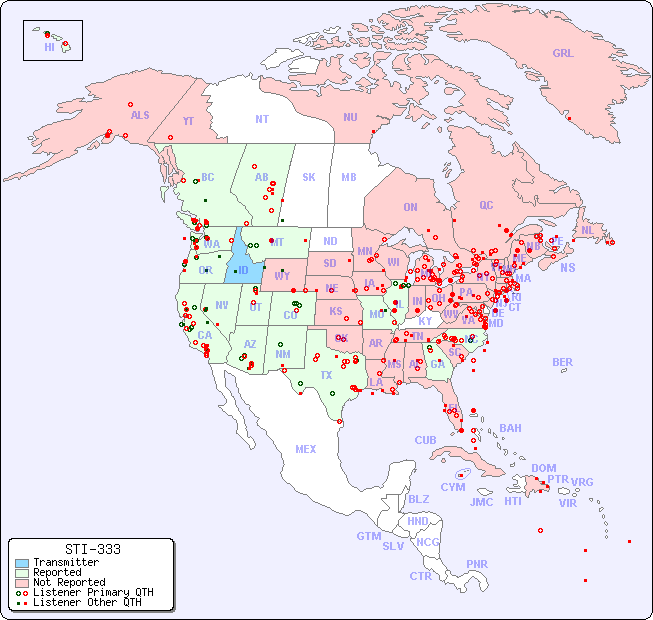 North American Reception Map for STI-333