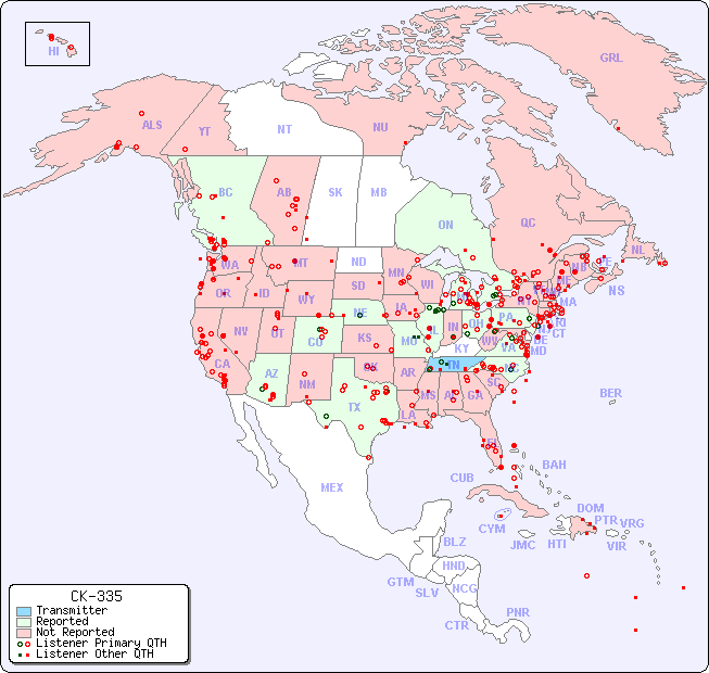 North American Reception Map for CK-335