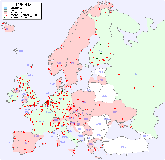 European Reception Map for $03M-490