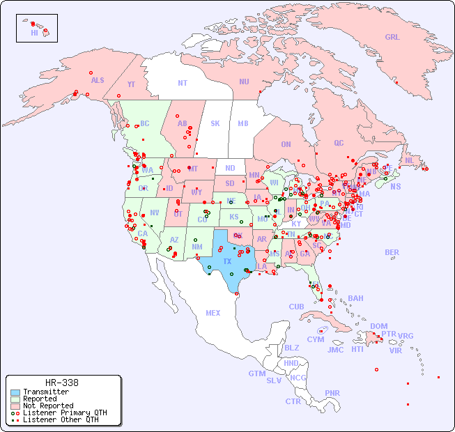 North American Reception Map for HR-338