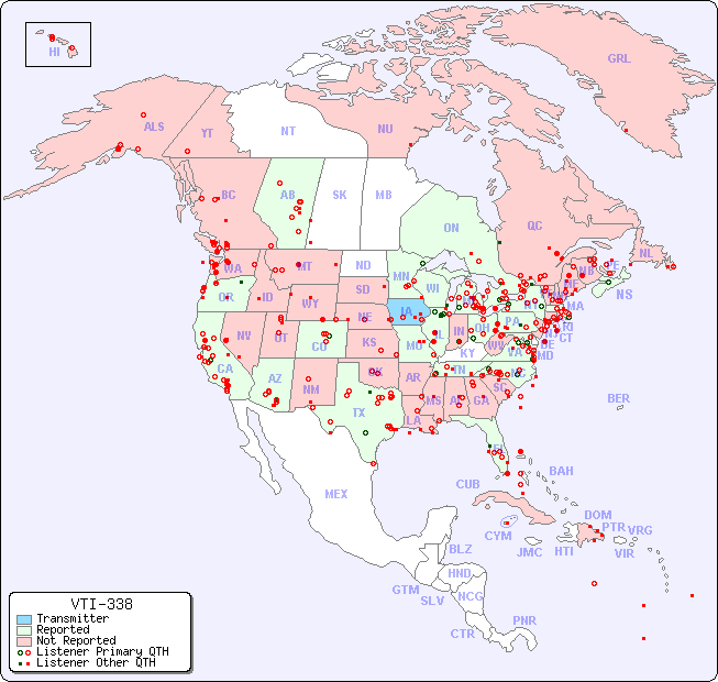 North American Reception Map for VTI-338