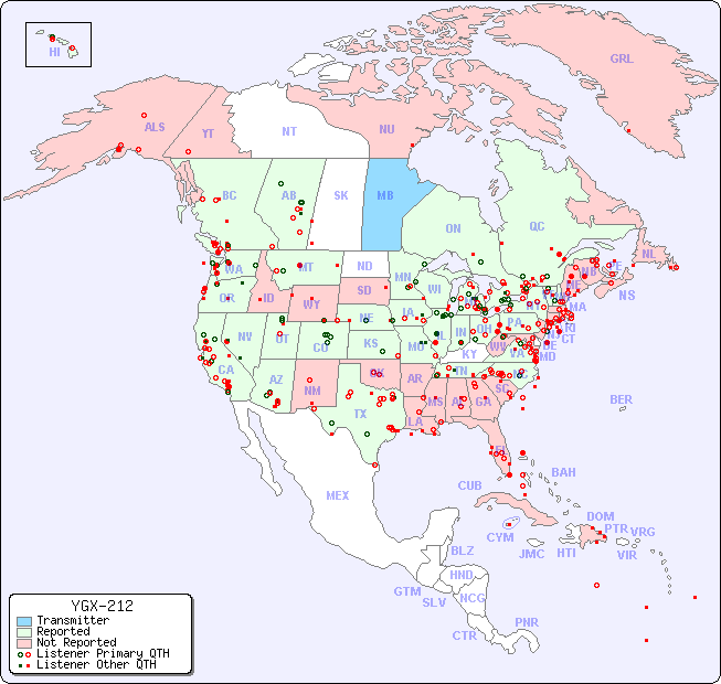 North American Reception Map for YGX-212