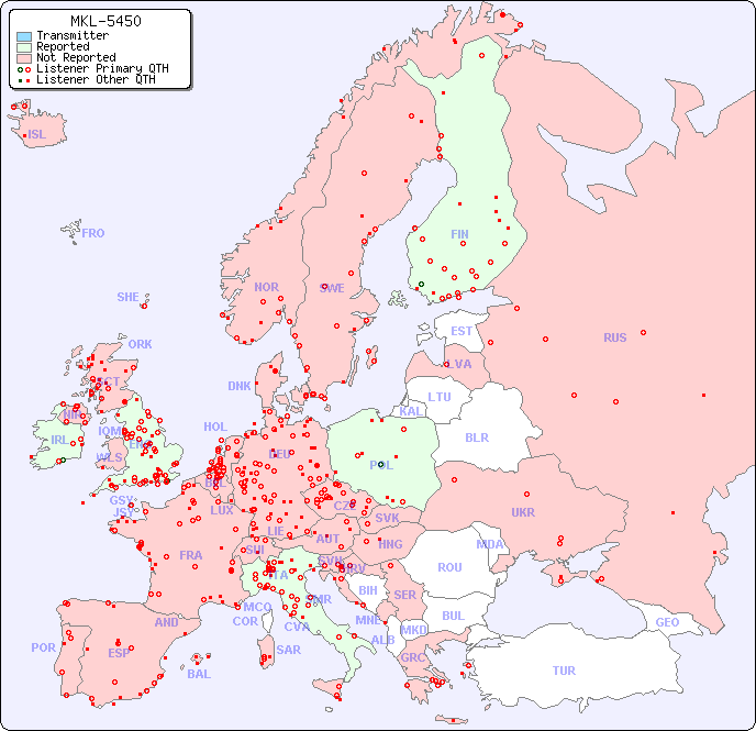 European Reception Map for MKL-5450