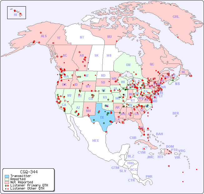 North American Reception Map for CGQ-344