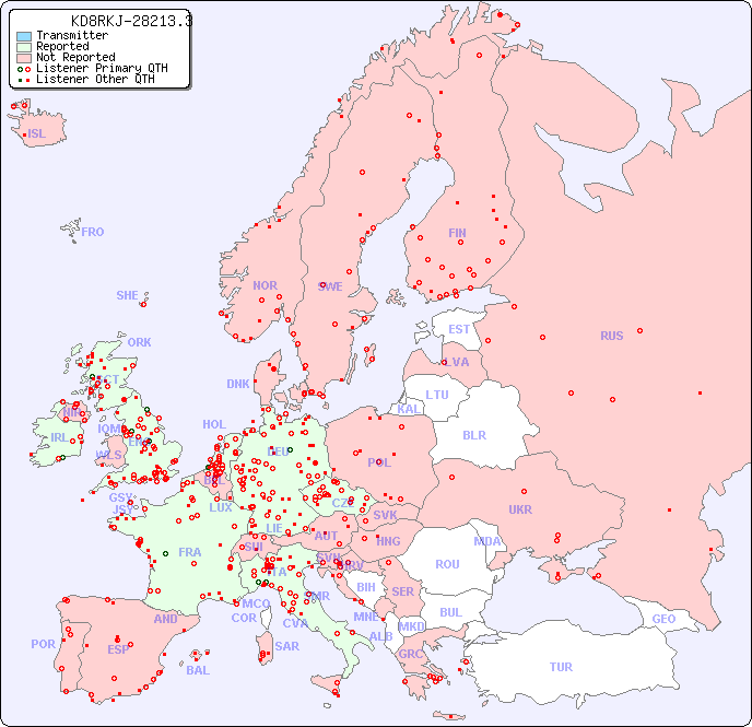 European Reception Map for KD8RKJ-28213.3
