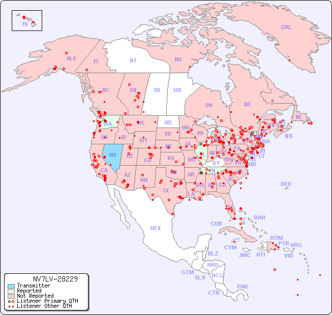 North American Reception Map for NV7LV-28229