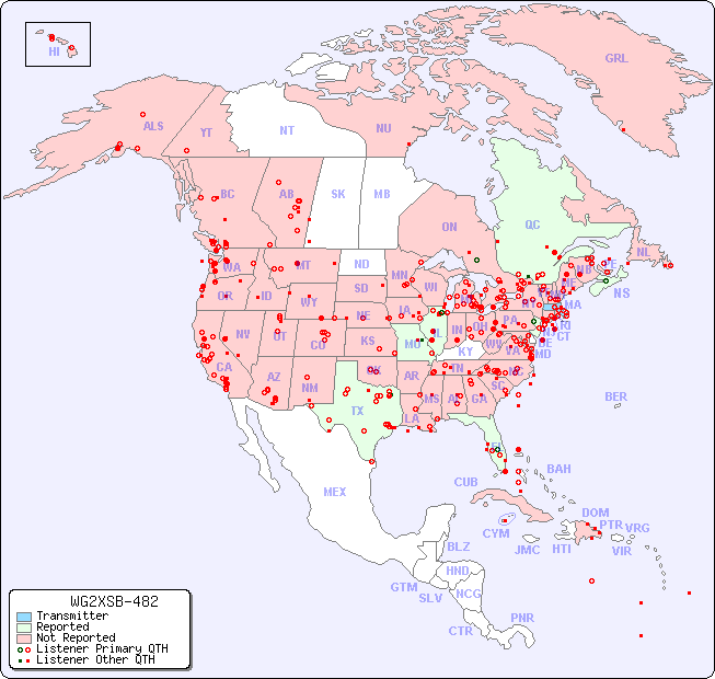North American Reception Map for WG2XSB-482