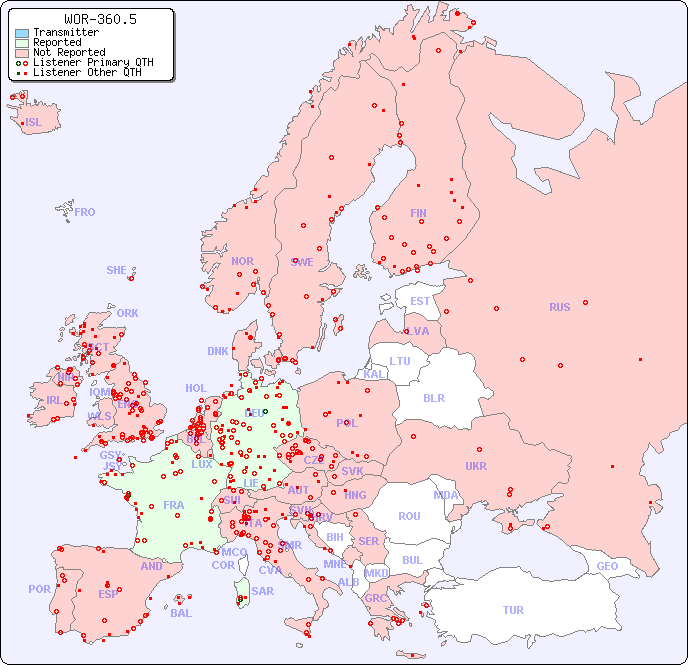 European Reception Map for WOR-360.5