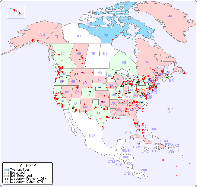 North American Reception Map for YIO-214