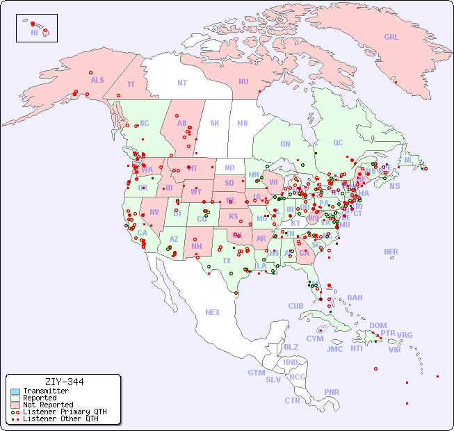 North American Reception Map for ZIY-344