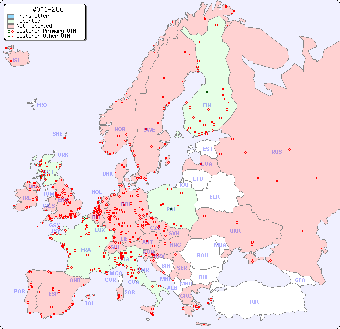 European Reception Map for #001-286