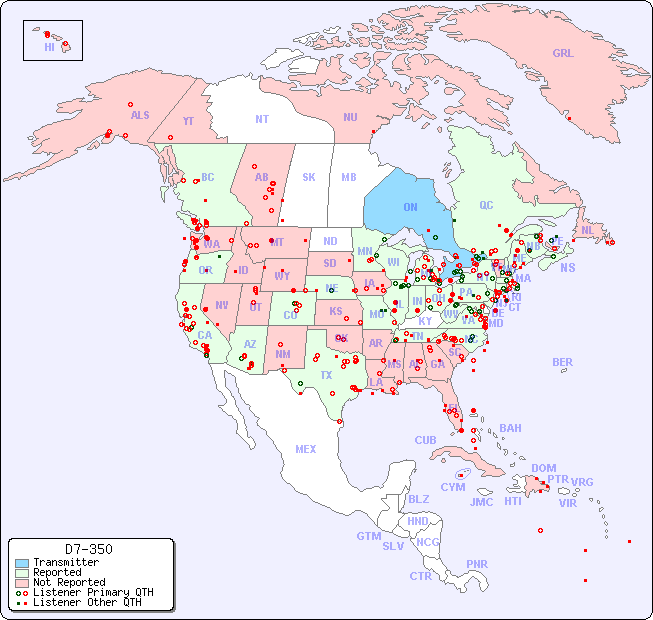 North American Reception Map for D7-350