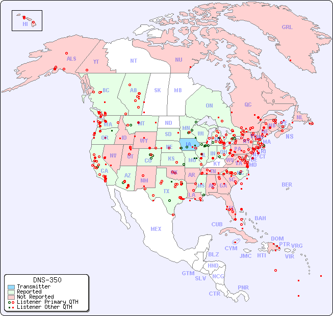 North American Reception Map for DNS-350