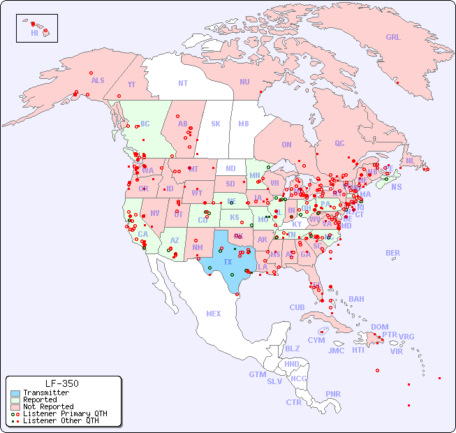 North American Reception Map for LF-350
