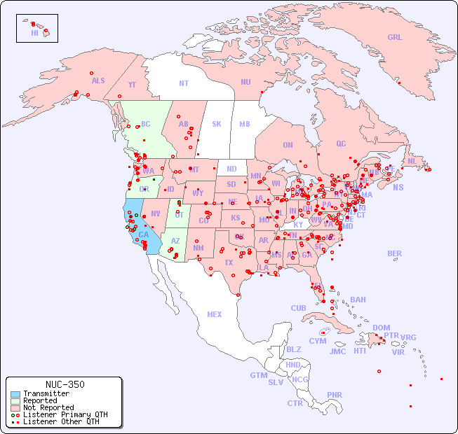North American Reception Map for NUC-350