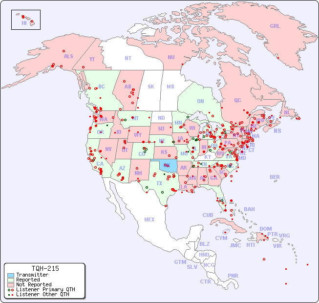 North American Reception Map for TQH-215
