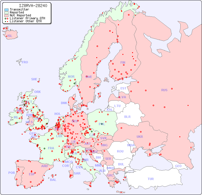 European Reception Map for IZ8RVA-28240