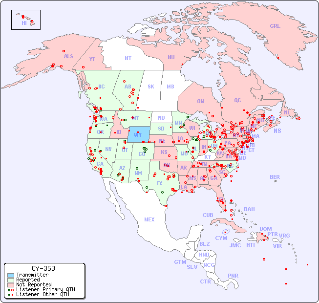 North American Reception Map for CY-353