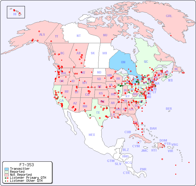 North American Reception Map for F7-353