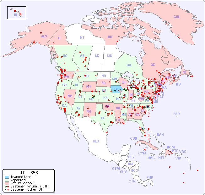 North American Reception Map for ICL-353