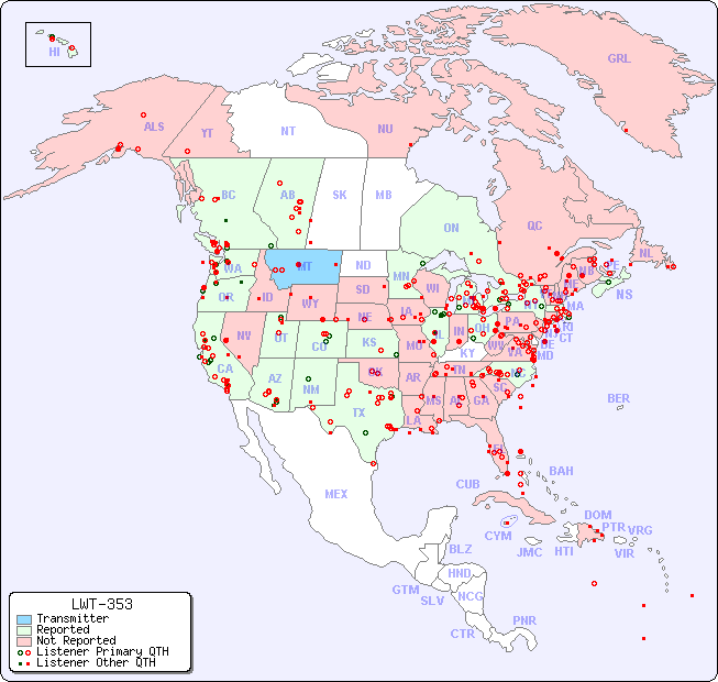 North American Reception Map for LWT-353