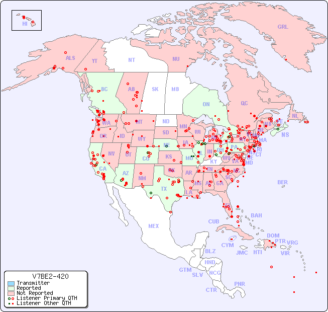 North American Reception Map for V7BE2-420