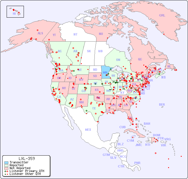 North American Reception Map for LXL-359