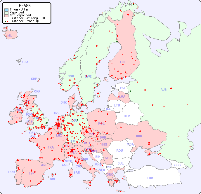 European Reception Map for B-685