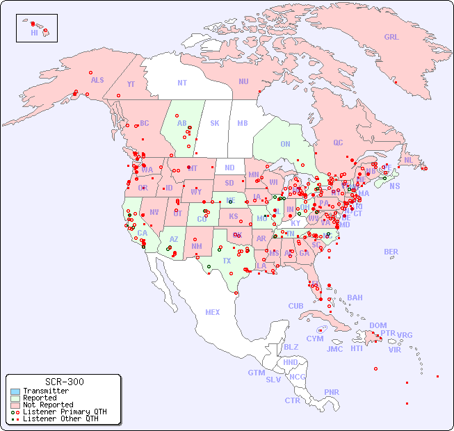 North American Reception Map for SCR-300