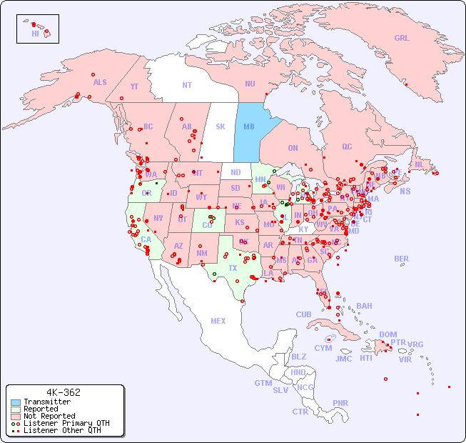 North American Reception Map for 4K-362