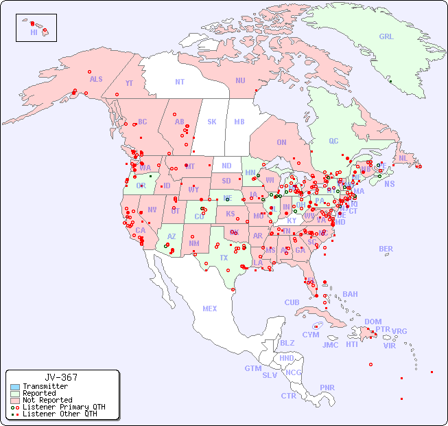 North American Reception Map for JV-367