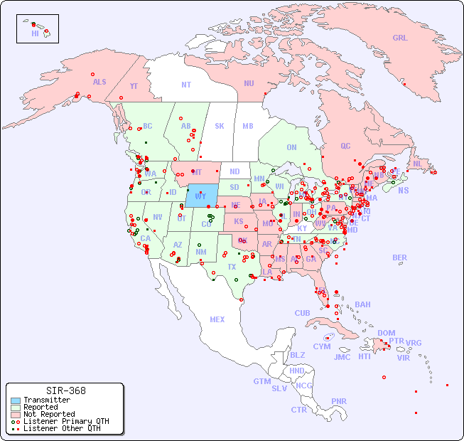 North American Reception Map for SIR-368