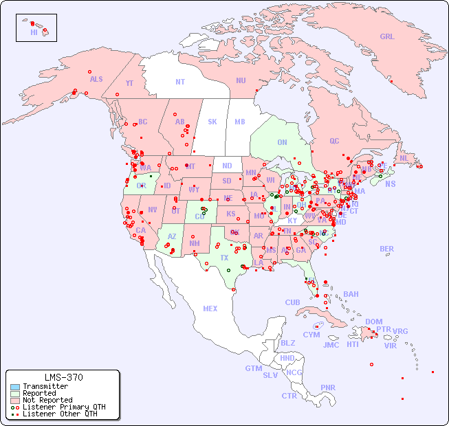 North American Reception Map for LMS-370