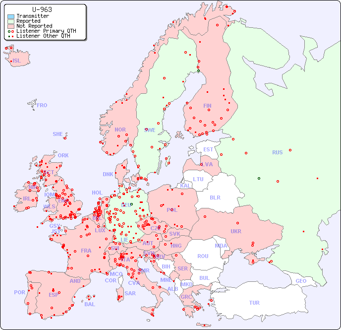 European Reception Map for U-963