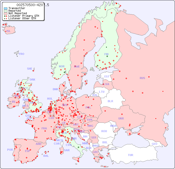 European Reception Map for 002570500-4207.5