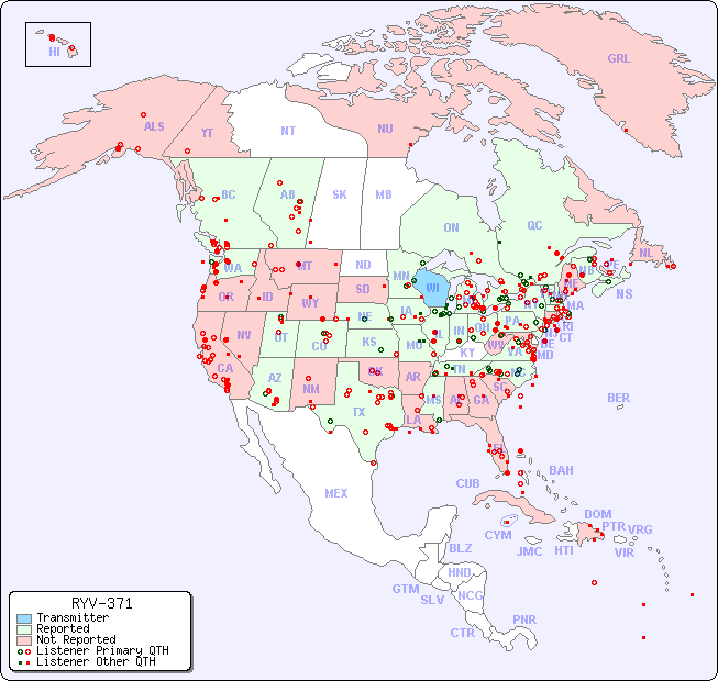North American Reception Map for RYV-371