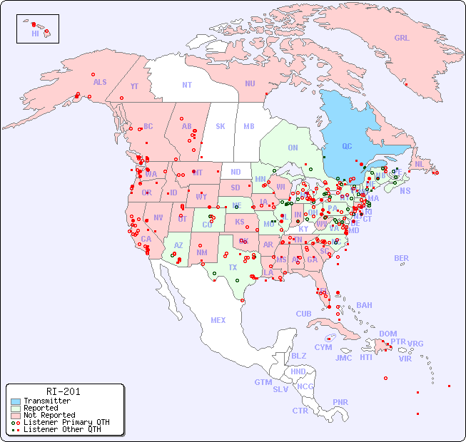 North American Reception Map for RI-201