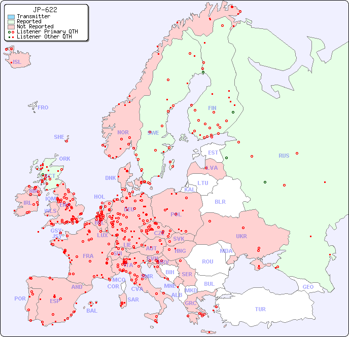 European Reception Map for JP-622