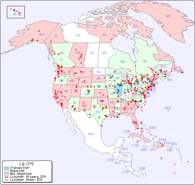 North American Reception Map for LQ-375