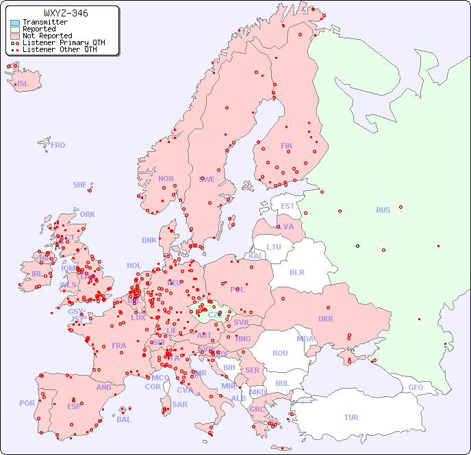 European Reception Map for WXYZ-346