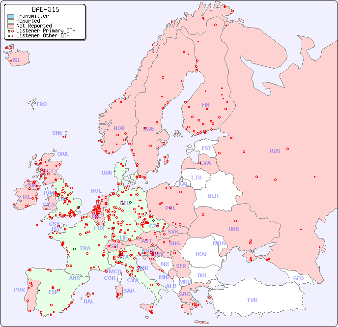 European Reception Map for BAB-315