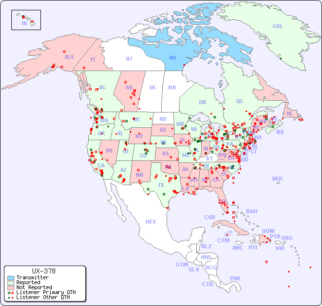 North American Reception Map for UX-378